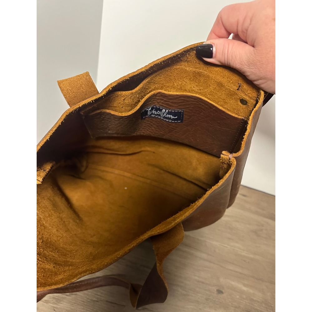 Tucker & Bloom Brown Distressed Bison Tote Bag Handmade - Picture 8 of 12